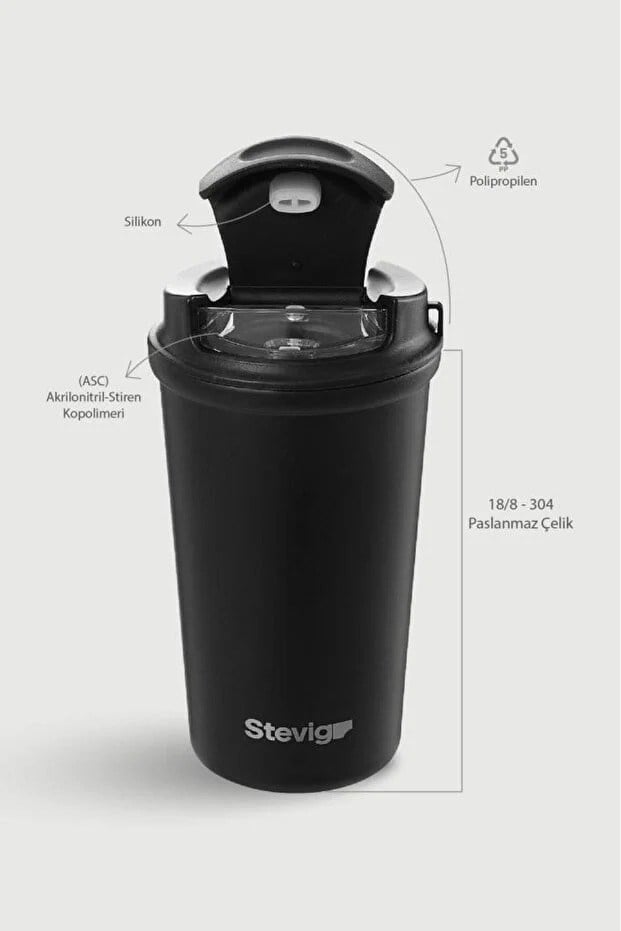 Stevig 4 Work Flip Open Coffee Mug Çelik Termos 400 ml - 961110005686