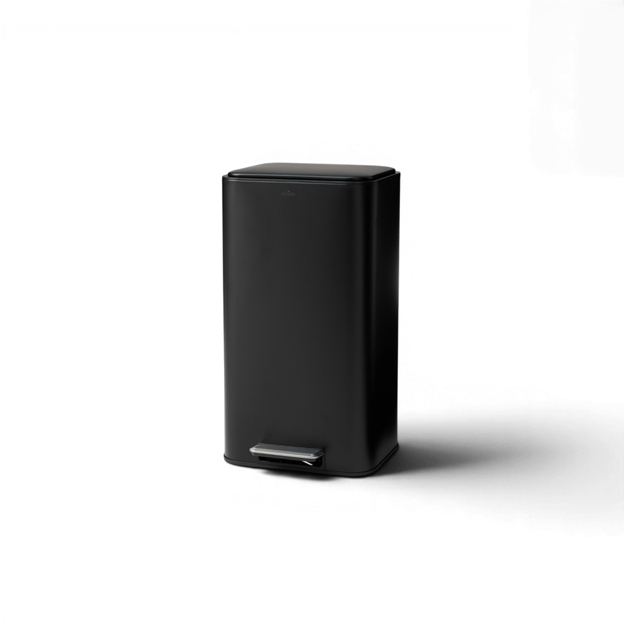 Vivarel Square Pedallı Çöp Kovası Mat Siyah 30 L - VA 9203