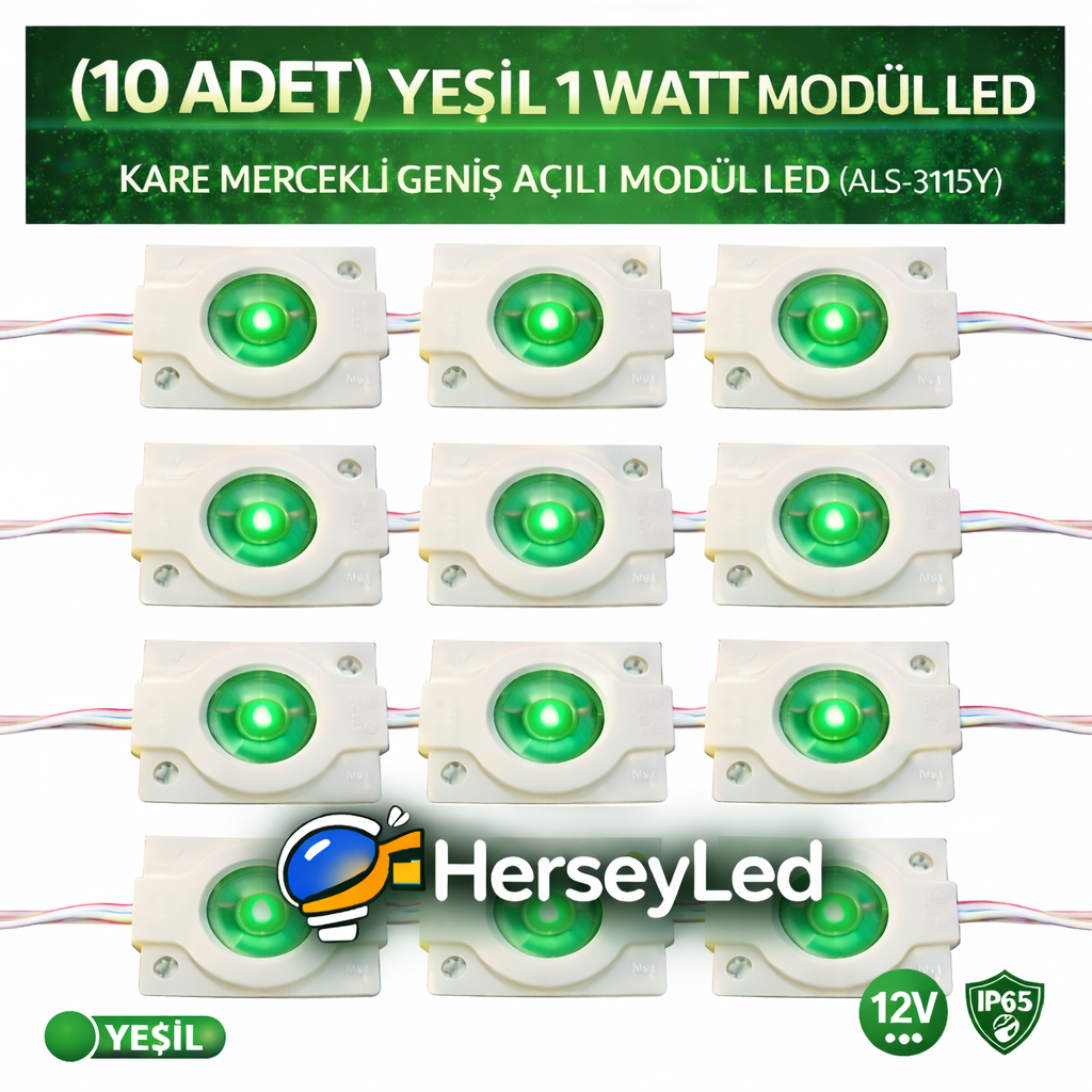 ( 20 ADET ) YEŞİL 5630 X 1 LED KARE MERCEKLİ GENİŞ AÇILI MODÜL LED