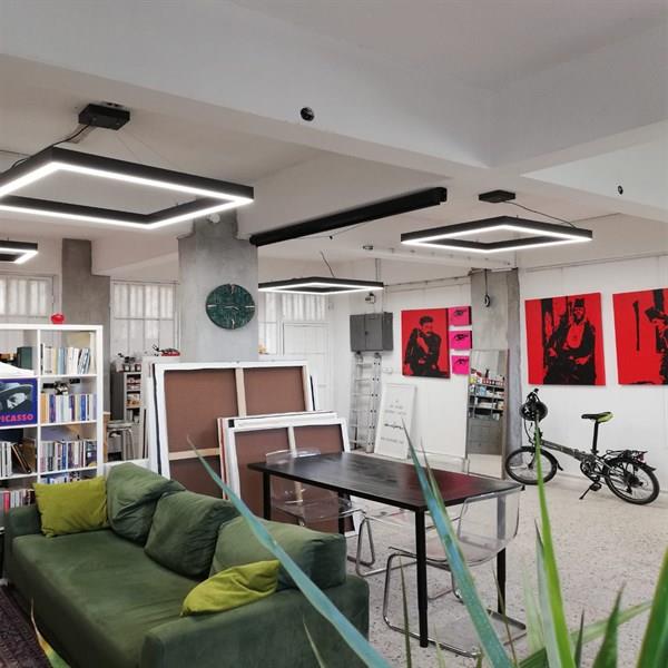  Kare Linear Modern Led Avize Simit Lineer Armatür 60cm