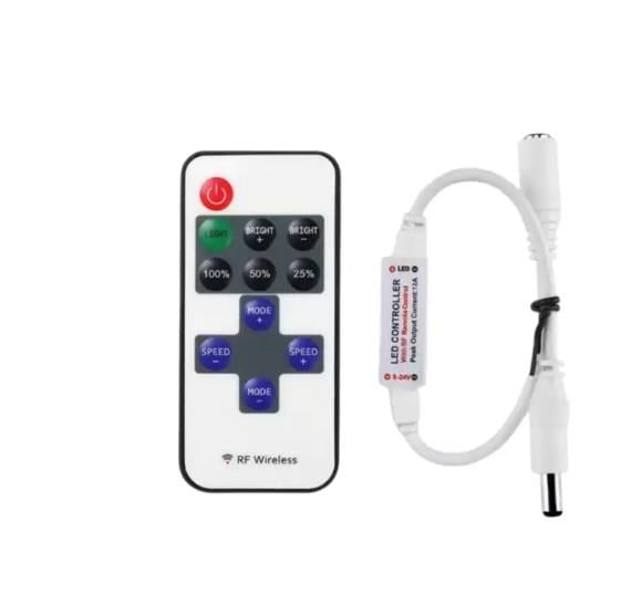 12A Tek Renk Kumandalı RF Dimmer – 3-30V DC LED Aydınlatma Kontrol Cihazı