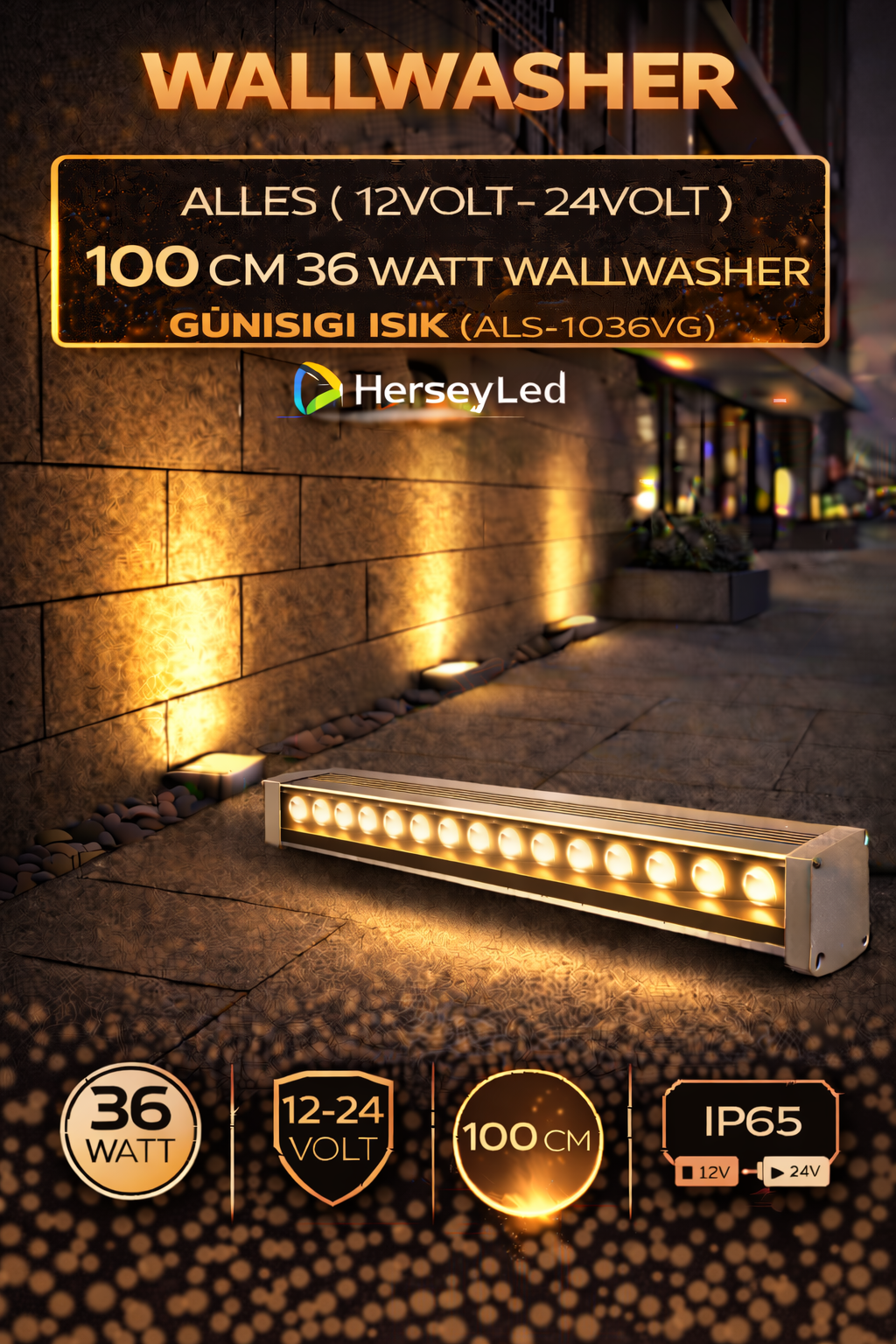12V / 24V WALLWASHER 100 CM 36 WATT  - GÜNIŞIĞI IŞIK
