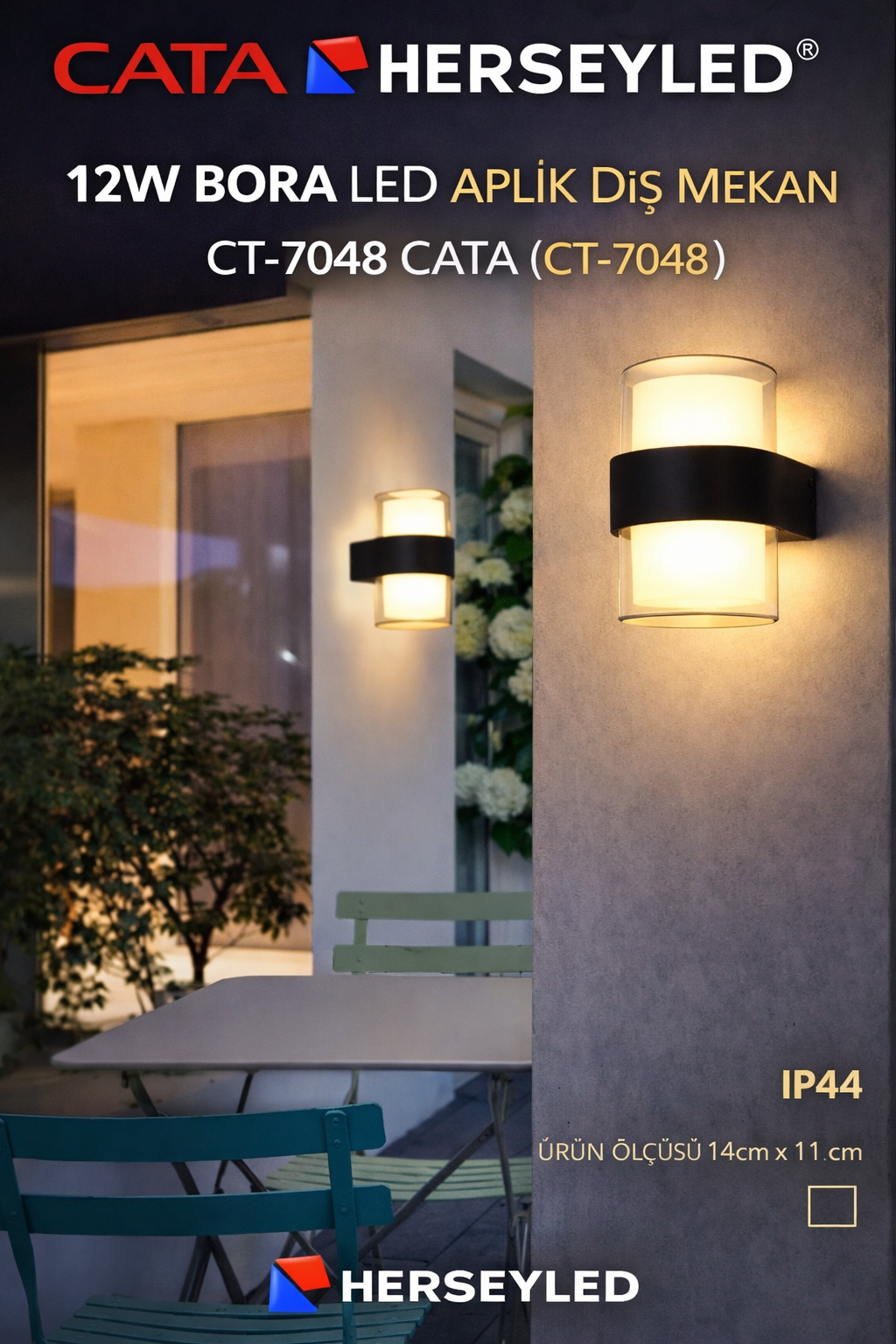 12W BORA LED APLİK DIŞ MEKAN CT-7048 CATA