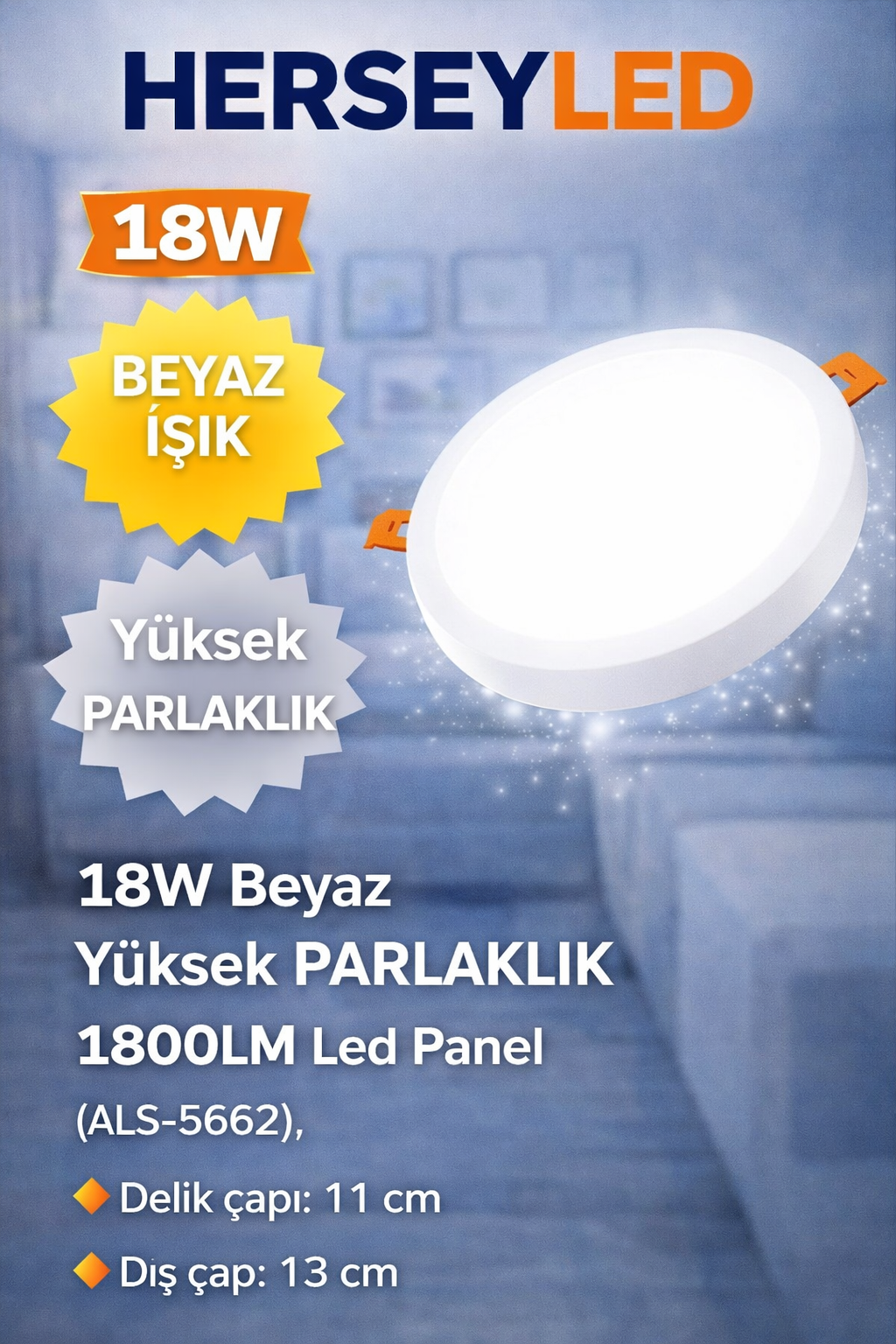 18w Beyaz Yüksek Lümen Led Panel