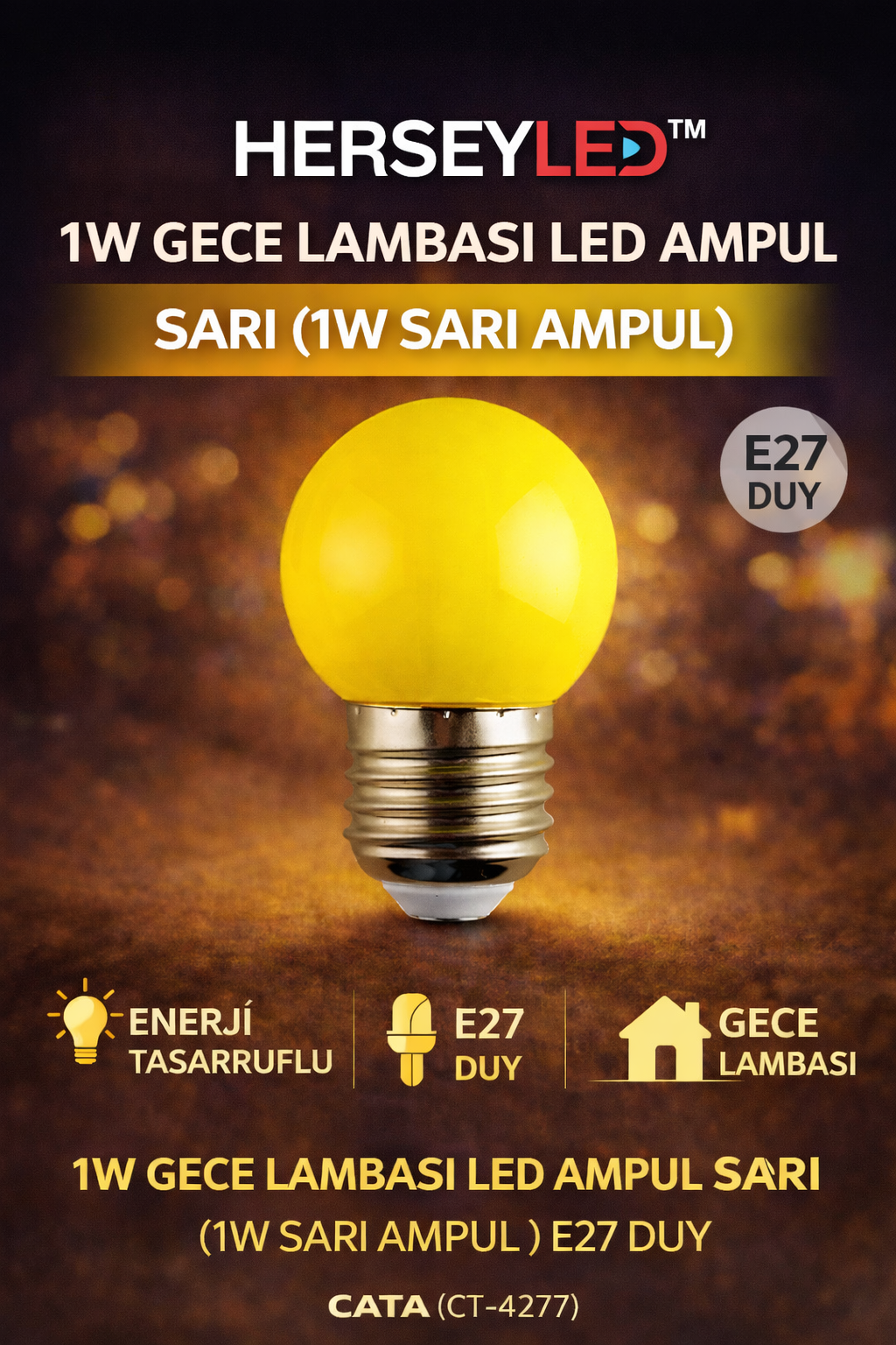1W GECE LAMBASI LED AMPUL SARI