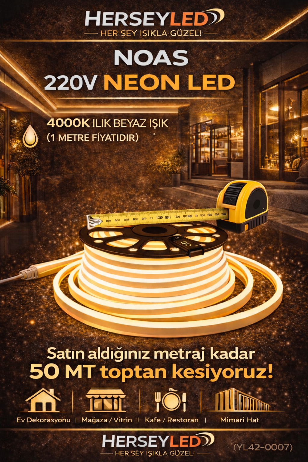 220V NEON LED 4000K  8X16 MM NOAS YL42-0007