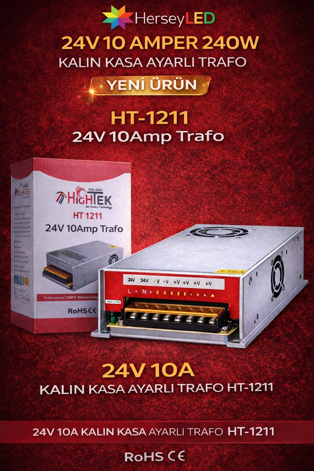 24V 10A KALIN KASA AYARLI TRAFO 240W HT-1211 HIGHTEK