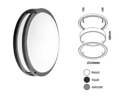 24W SIVA USTU TAVAN ARMATÜRÜ - SİYAH KASA - GÜNIŞIĞI IŞIK - ECN-1950