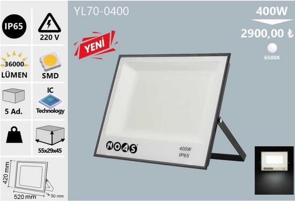 400W LED PROJEKTÖR BEYAZ NOAS YL70-0400