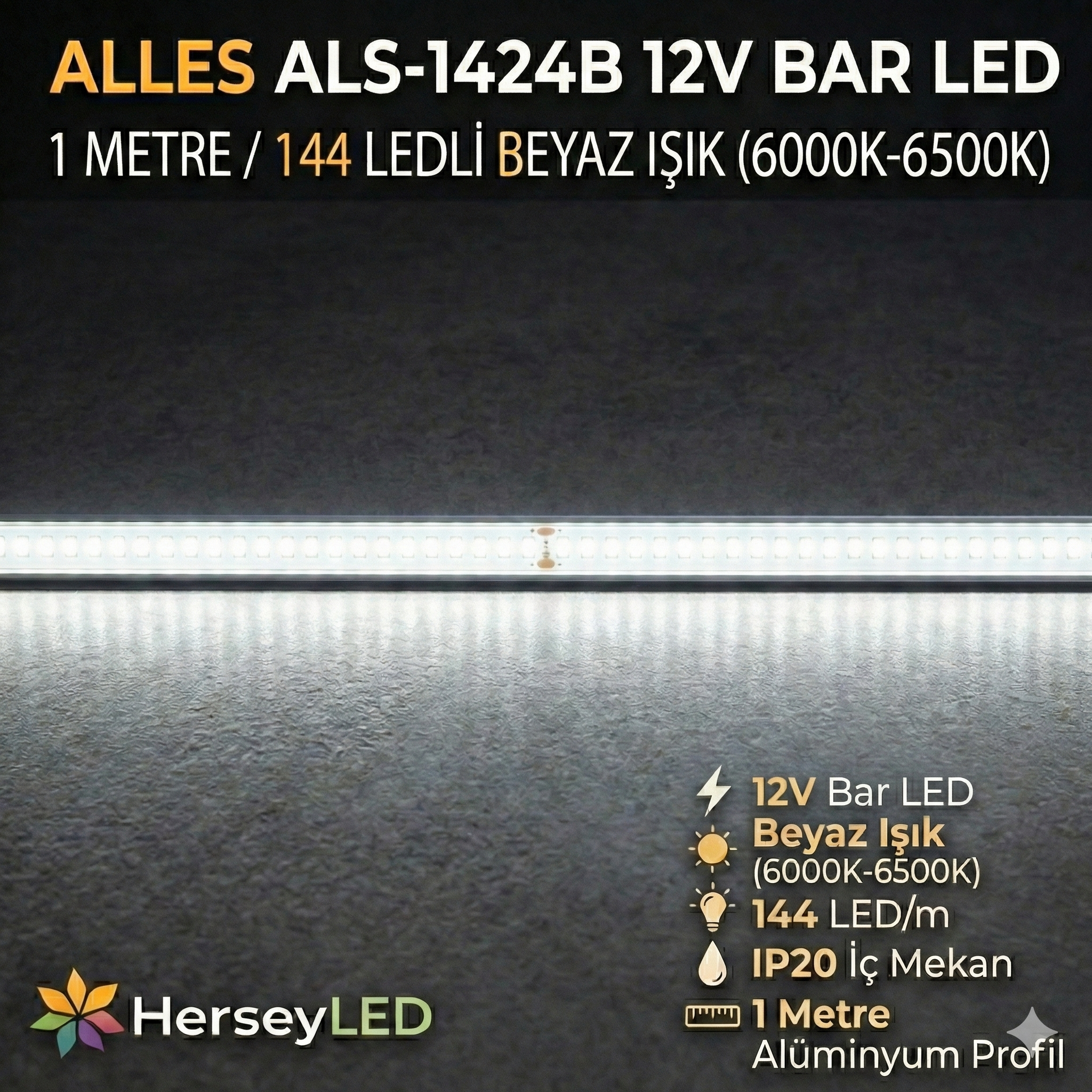 4014/144 LEDLİ  İÇ MEKAN BAR LED BEYAZ 144 LED 12V