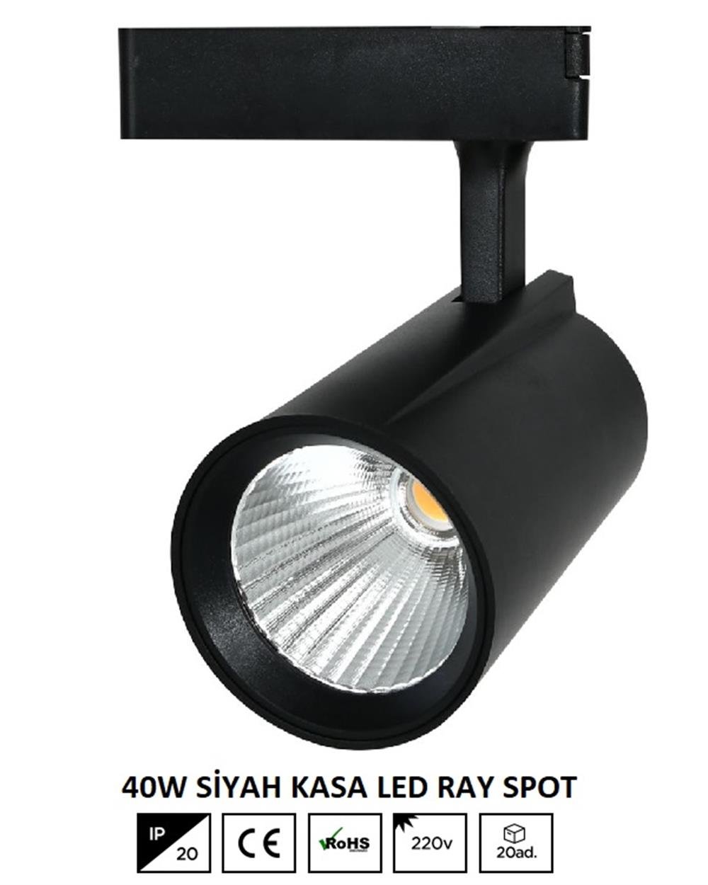 40W 3200K Gün Işığı Siyah Lyon Led Ray Spot YL29 4002