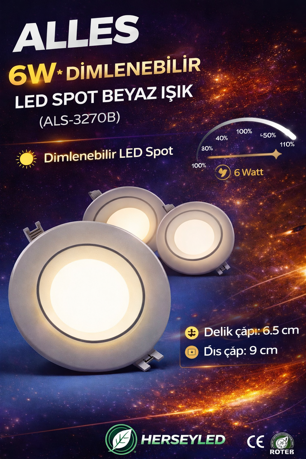 6W DİMLENEBİLİR LED SPOT BEYAZ