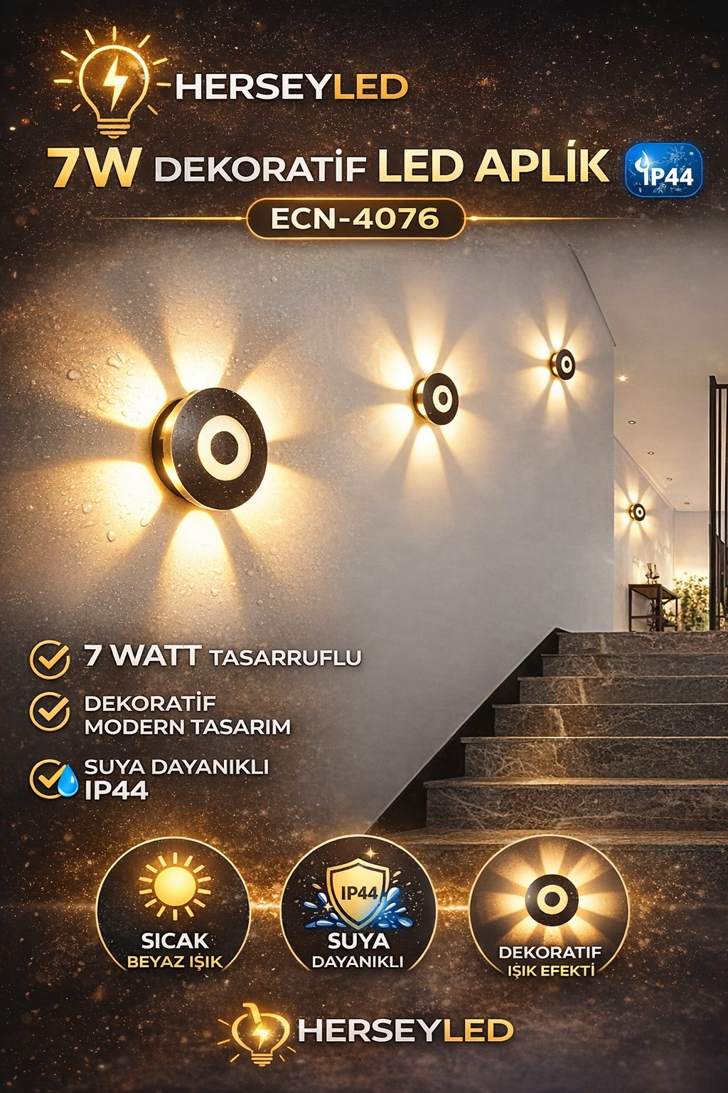 7W DEKORATİF LED APLİK GÜNIŞIĞI ECN-4076