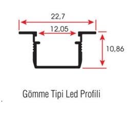 ALS-4425 LED KANALI 3mt BOY GÖMME TİPİ 0,115kg/m