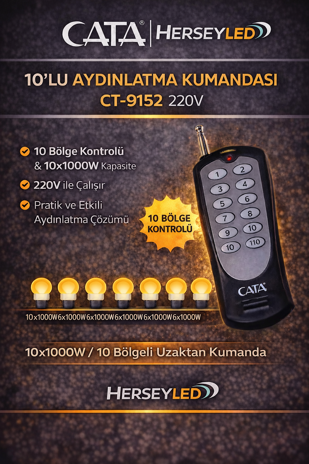 Cata 10 lu Aydınlatma Kumandası CT-9152 (10x50w) 220v