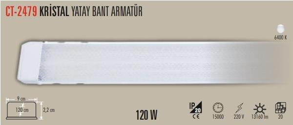 CATA 120W BEYAZ KRİSTAL YATAY BANT ARMATÜR CT-2479