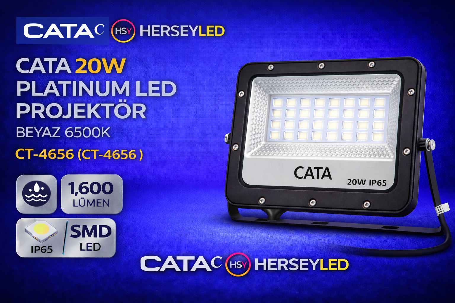 CATA 20W 6400K Beyaz Slim Led Projektör Cata CT-4656