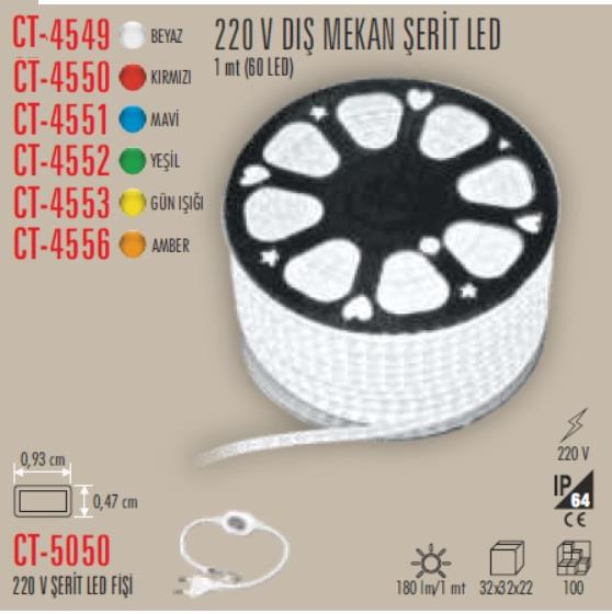 Cata 220 Volt Dış Mekan Hortum Led CT-4550 Kırmızı
