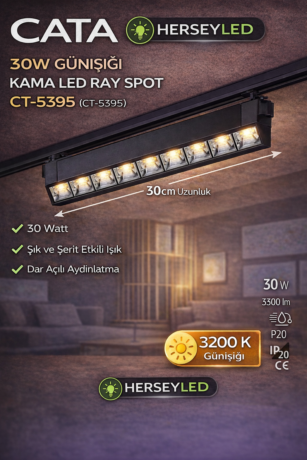 CATA 30W GÜNIŞIĞI KAMA LED RAY SPOT  CT-5395