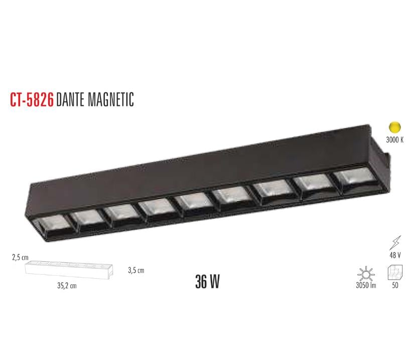 CATA 36W DANTE Magnet Led Spot SİYAH (Günışığı) CT-5826G