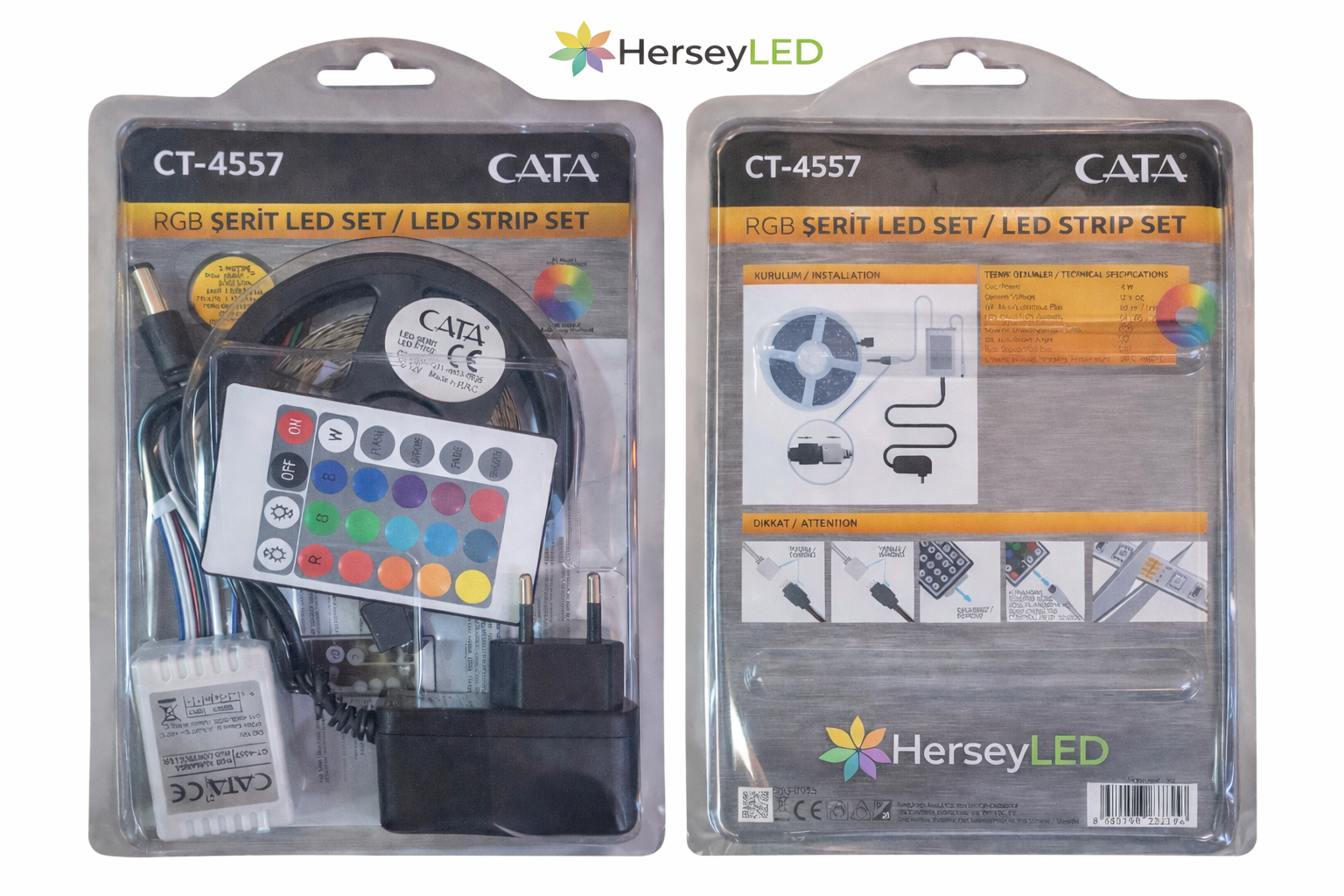 CATA 5 METRE RGB ŞERİT LED SETİ (5 METRE RGB LED 96 RENK + TRAFO + RGB KUMANDA) CT-4557