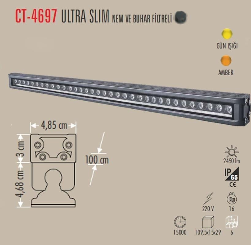 Cata AMBER 36W Profesyonel Ultra Slim Nem ve Buhar Filtreli Gold Wall Washer 100cm CT-4697