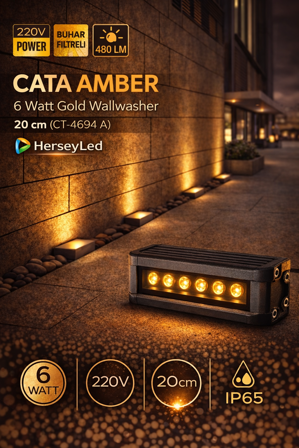 Cata AMBER 6 Watt Gold Wallwasher 20 cm CT-4694 A