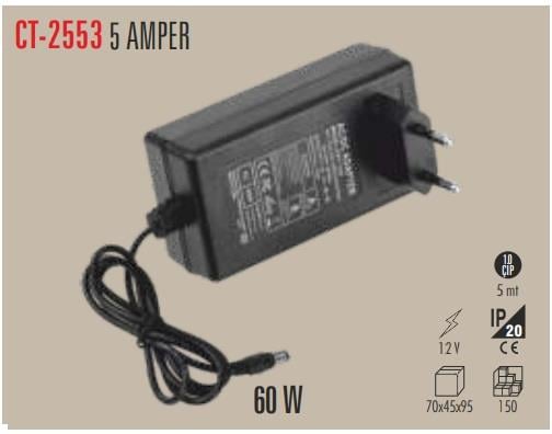 CATA CT-2553 5 Amper 220V Fişli Adaptör