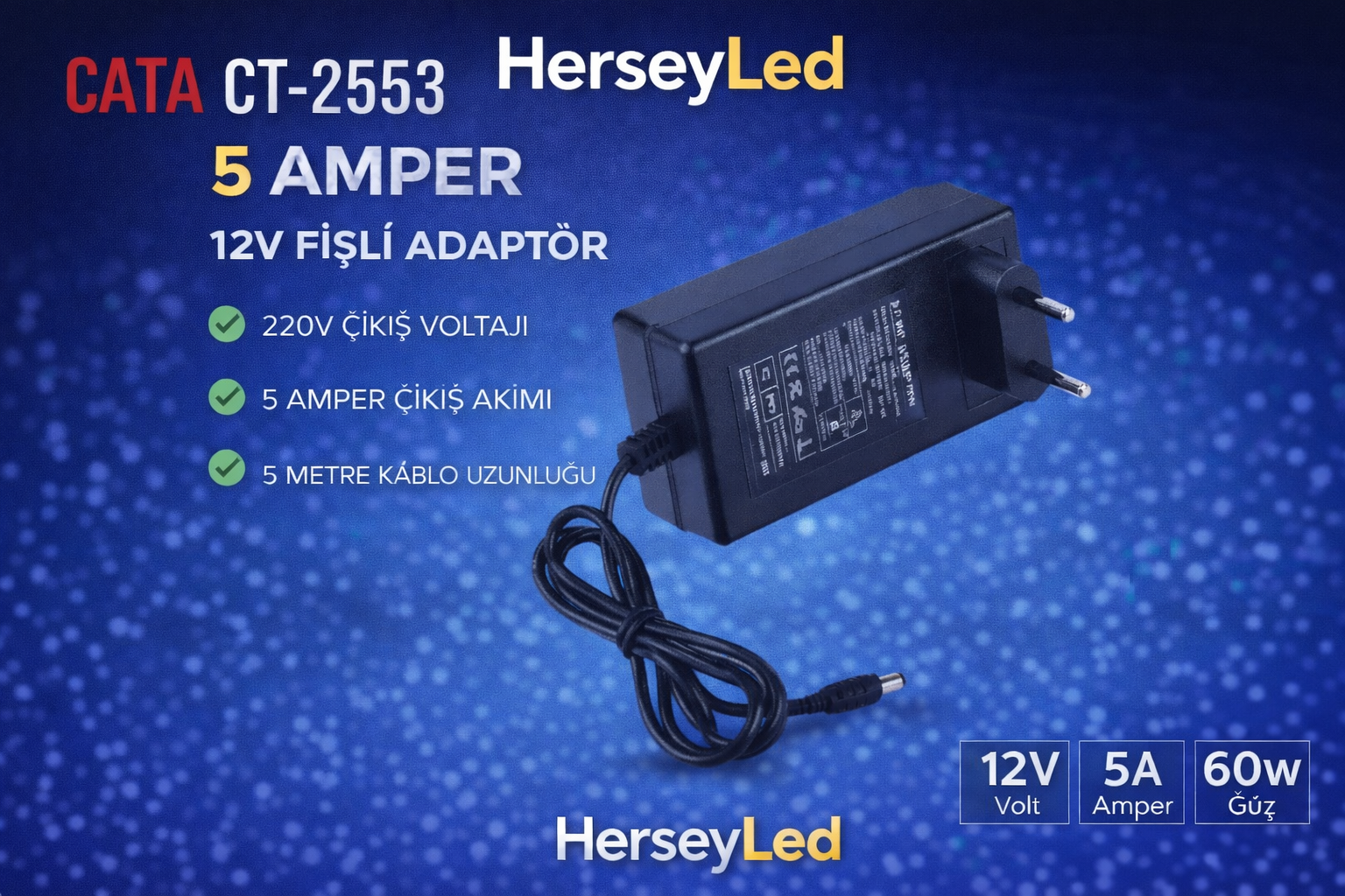 CATA CT-2553 5 Amper 220V Fişli Adaptör
