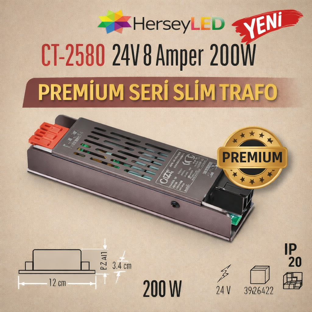 Cata CT-2580 24V 8 Amper 200W LED Trafo