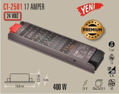Cata CT-2581 24V 17 Amper 400W LED Trafo