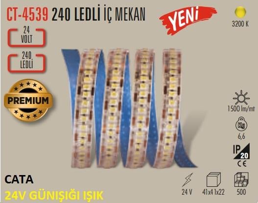 Cata CT-4539 24V Günışığı Işık 240 LED İç Mekan Şerit LED (5 Metre)