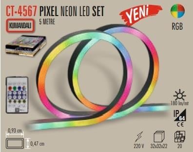Cata CT-4567 Piksel Neon LED USB Girişli 5V 5 Metre Kumandalı – Tak Çalıştır Set