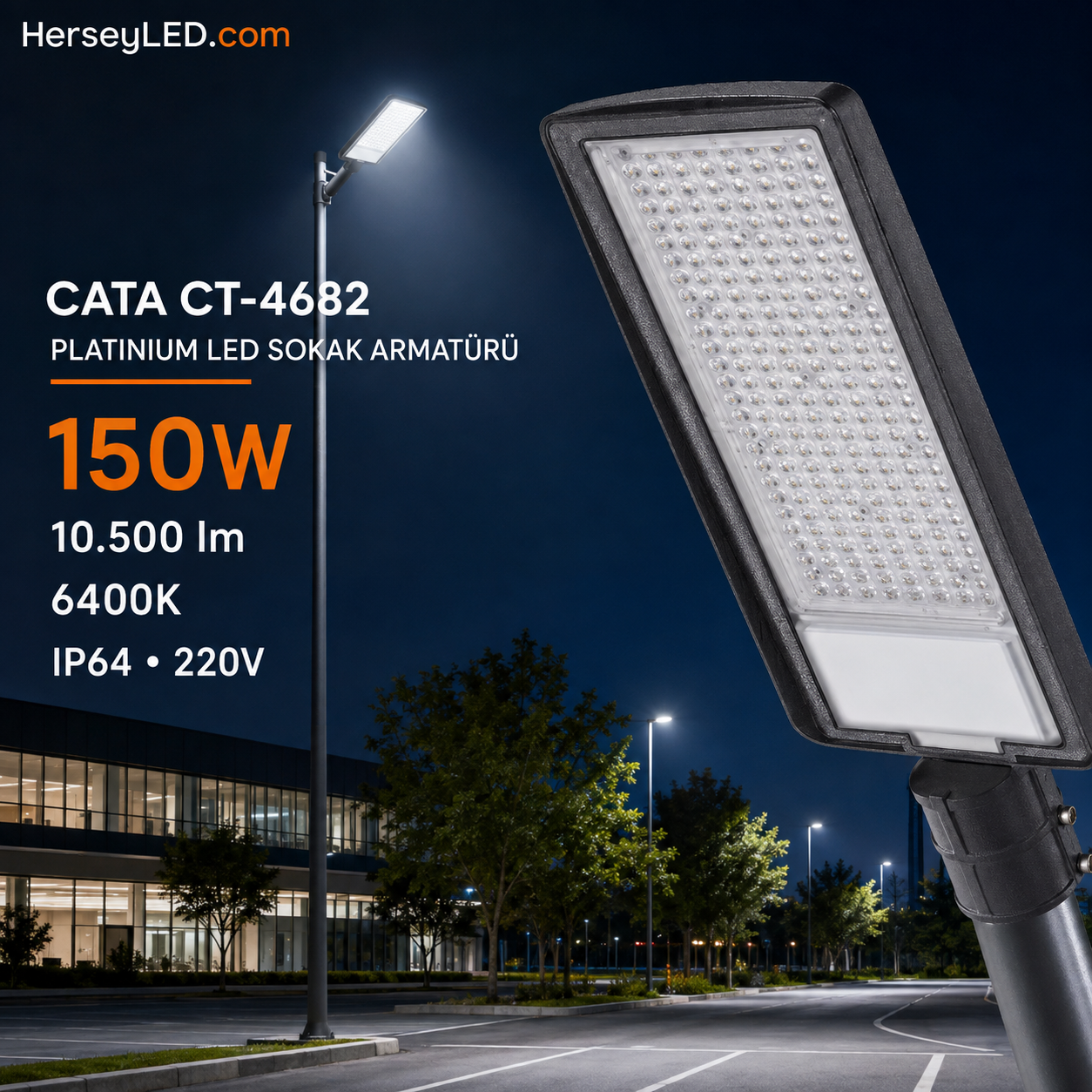 CATA CT-4682 150W PLATINIUM LEDLİ SOKAK ARMATÜRÜ 220V