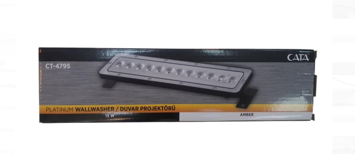 CATA CT-4795 15W Platinium Wallwasher – 30cm Amber Işık, 220V, IP65 Dış Mekan Buhar Filtresi, 960 Lümen