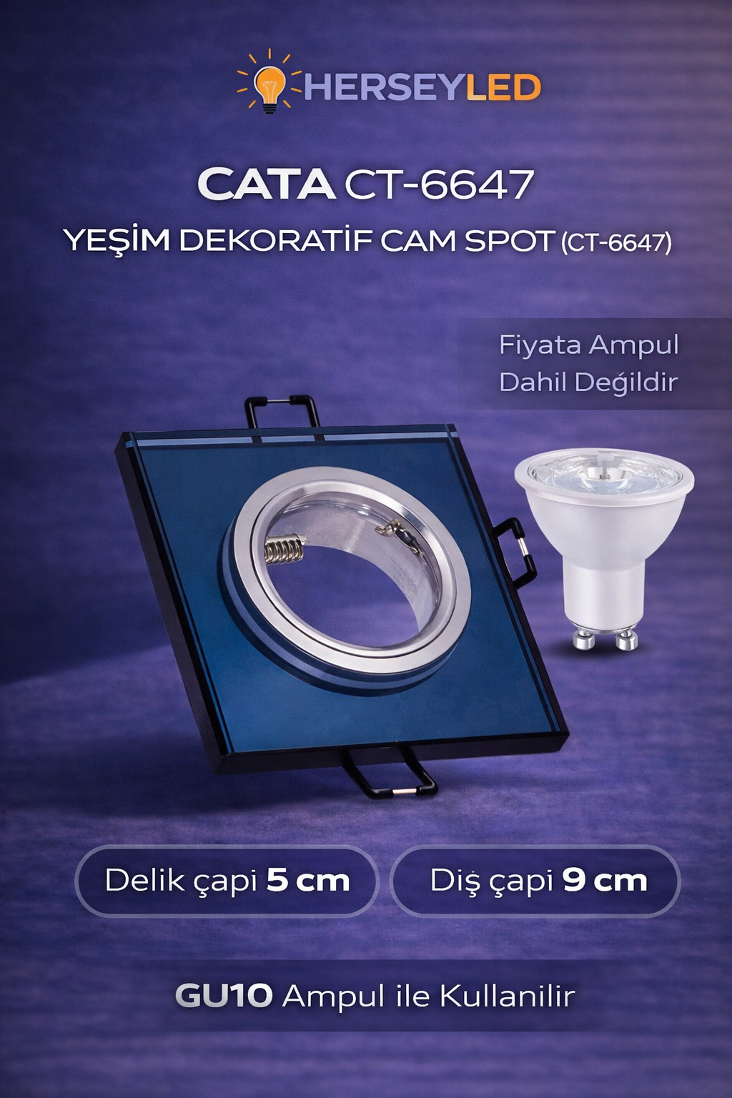 Cata CT-6647 Yeşim Dekoratif Cam Spot