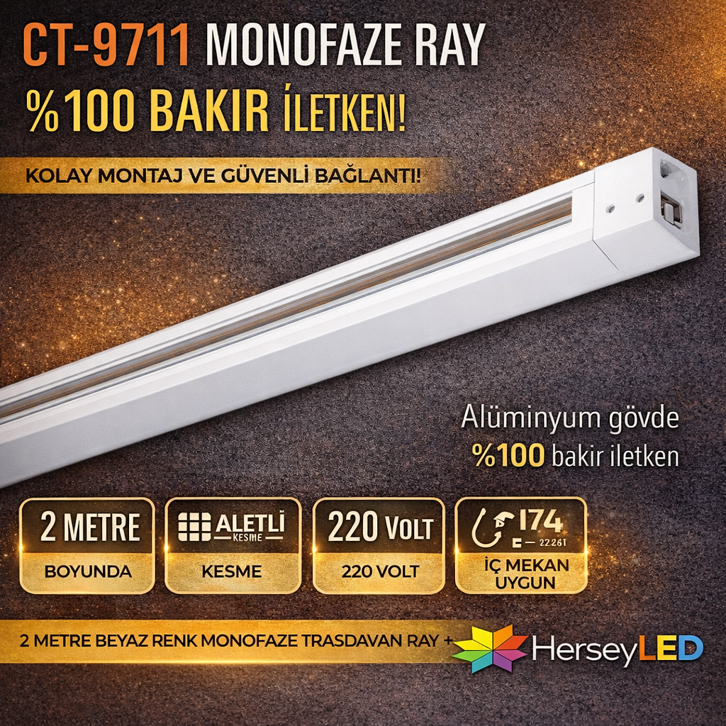 CATA CT-9711 MONOFAZE RAY ( 2-MT )  BEYAZ KASA - TAM BAKIR - ALİMİNYUM GÖVDE