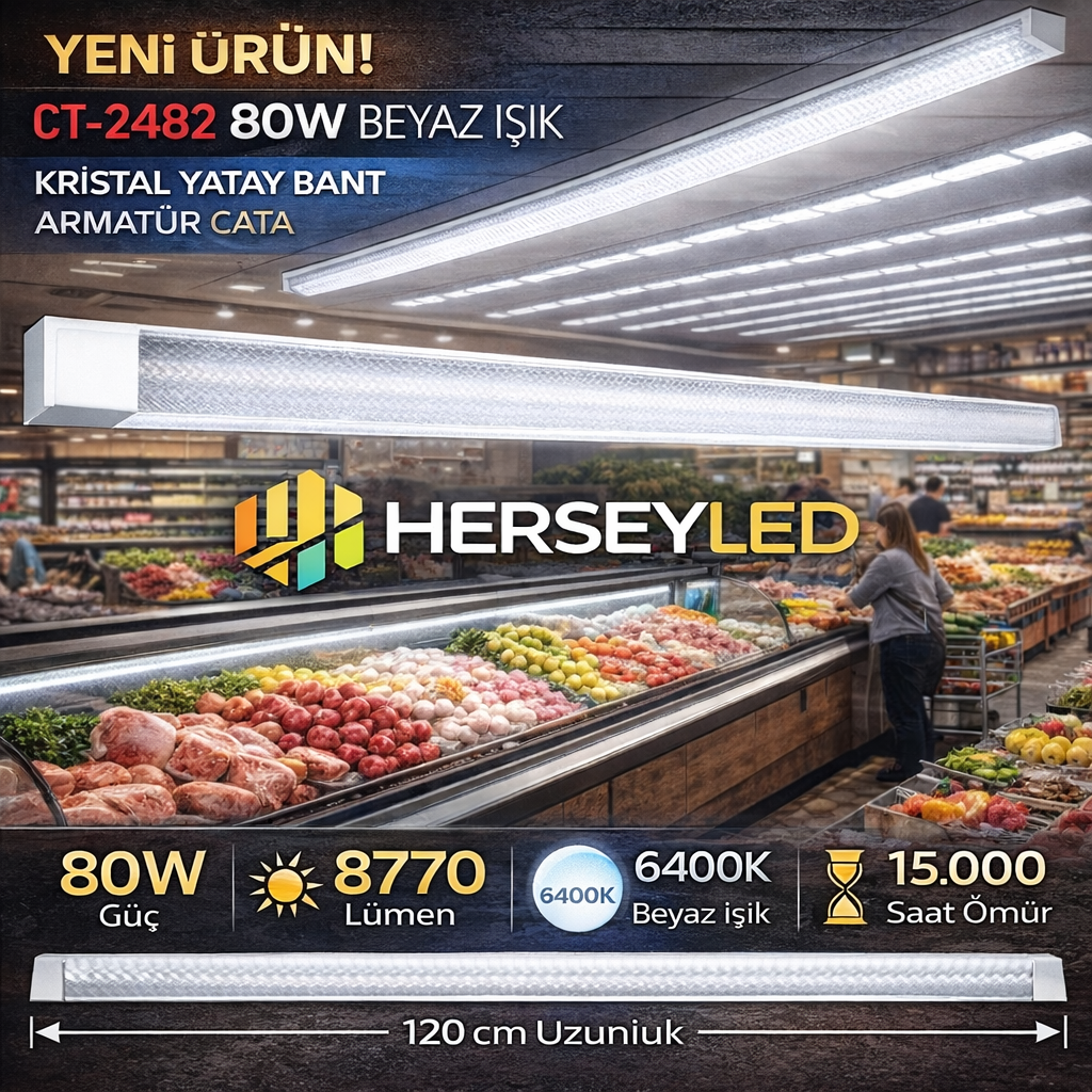 CT-2482 80W BEYAZ IŞIK  KRİSTAL YATAY BANT ARMATÜR CATA