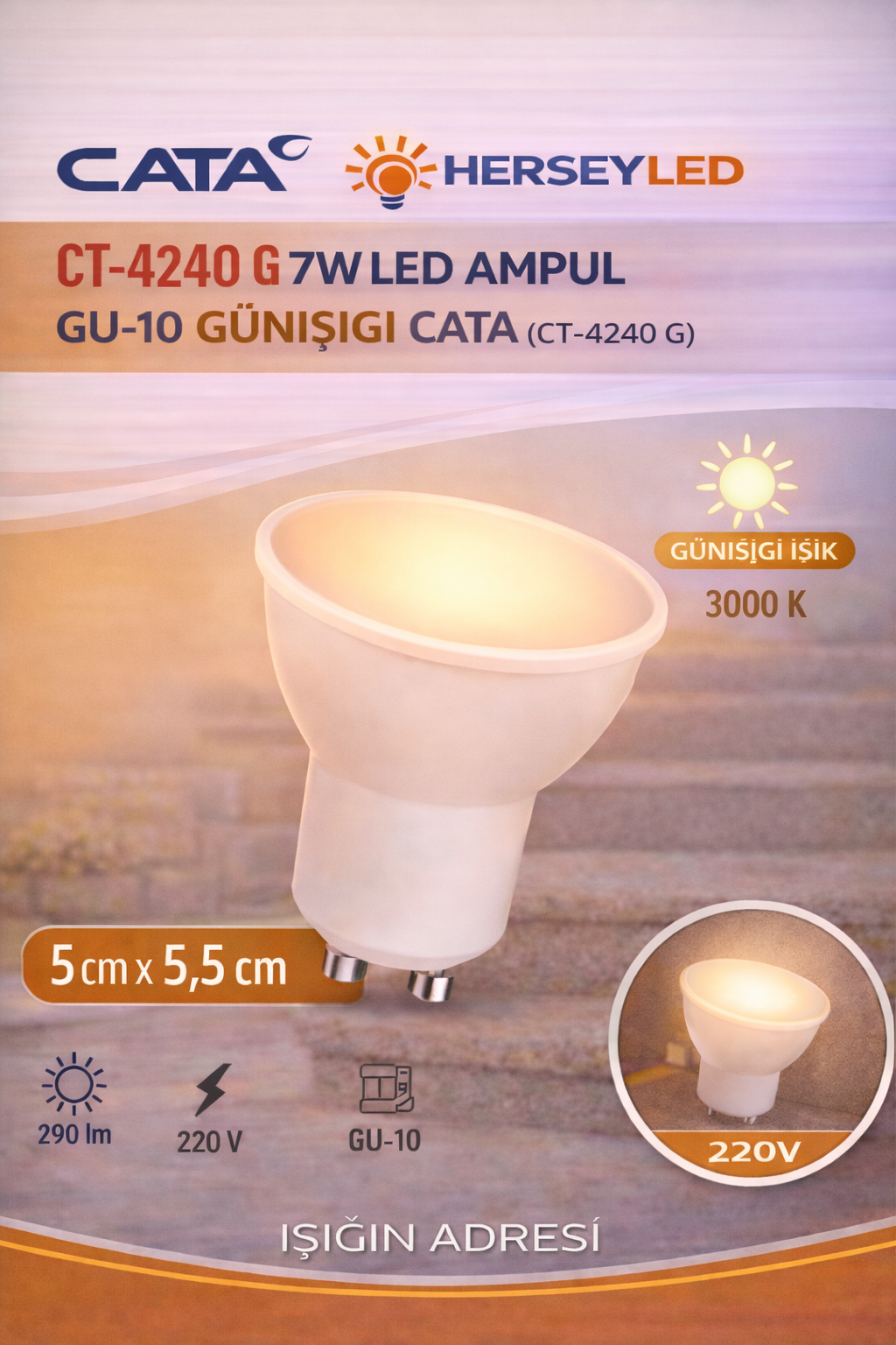 CT-4240 7W LED AMPUL GU-10 GÜNIŞIĞI CATA