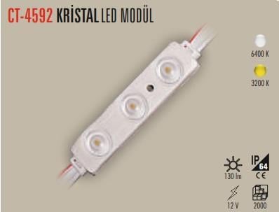 CT-4592 ( 100adet ) 12V MODUL LED BEYAZ IŞIK KRİSTAL MERCEKLİ LED MODUL ( 100 ADET )