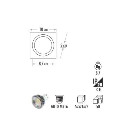 CT-5223 PARS DEKORATİF SİYAH KASA KARE BOŞ LED SPOT KASASI CATA