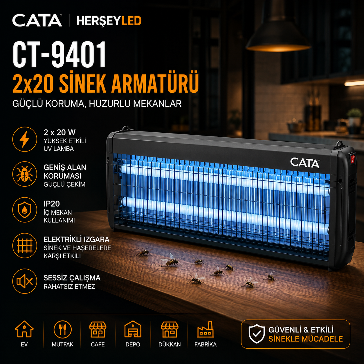 CT-9401 SİNEK CİHAZI 2X20W 220V