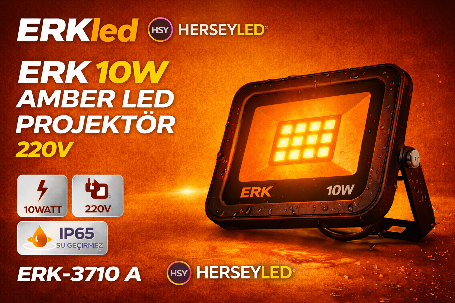 ERK 10W AMBER LED PROJEKTÖR 220V ERK-3710 A