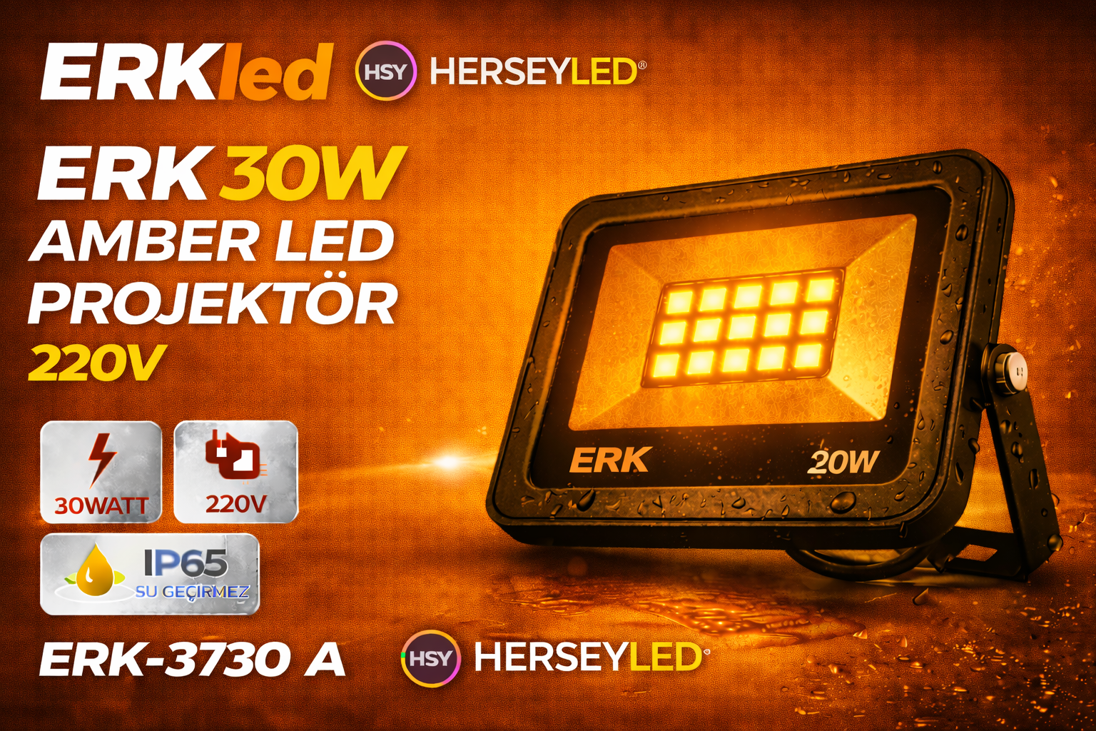 ERK 30W AMBER LED PROJEKTÖR 220V ERK-3730 A
