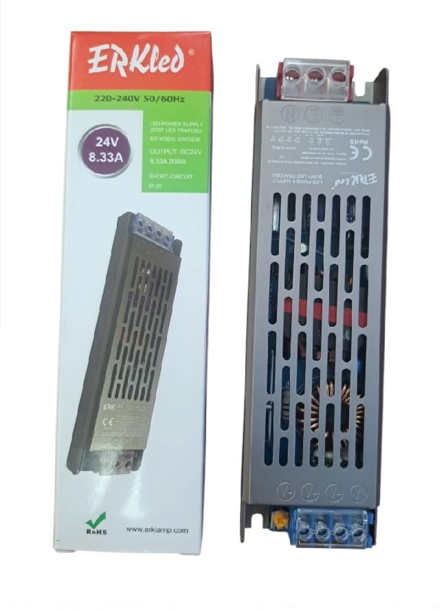 ERK-3200 24V 8.33A 200W LED TRAFO SLIM KASA 100WATT