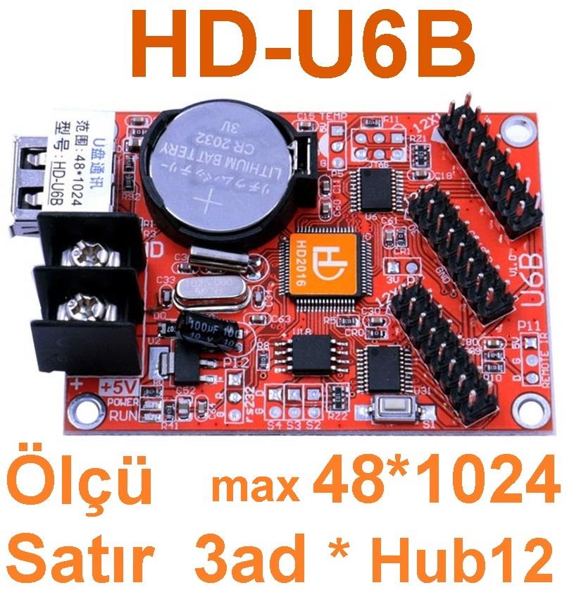 HD-U6B LED PANEL KONTROL KARTI ( 3 SIRA ) USB GİRİŞLİ ) (48 X 1024 PİKSEL )