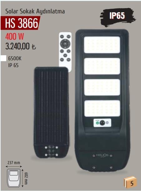 HELIOS HS-3856 400W SOLAR SOKAK ARMATUR BEYAZ IŞIK IP65