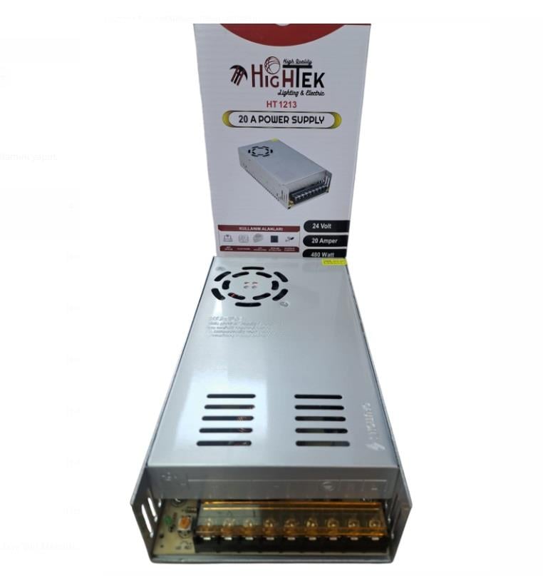 HIGHTEK 24V 20 Amper 480W GENİŞ KASA LED TRAFOSU HT-1213