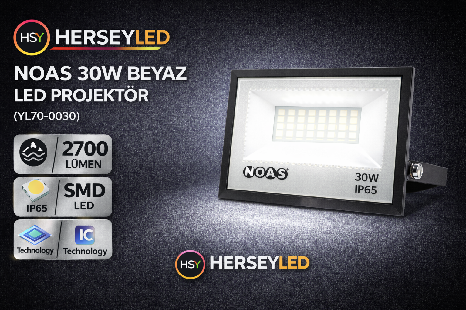 NOAS 30W BEYAZ LED PROJEKTÖR NOAS YL70-0030