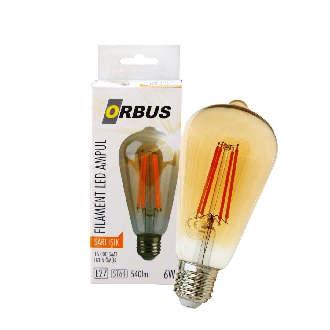 ORBUS ST64 6W E27 AMBER  DEKORATİF LED AMPUL ORB-ST6W